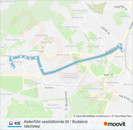 40E Bus Line Map