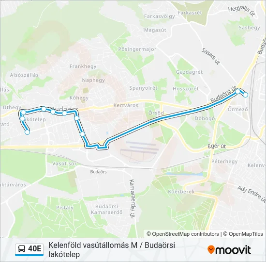 40E Bus Line Map