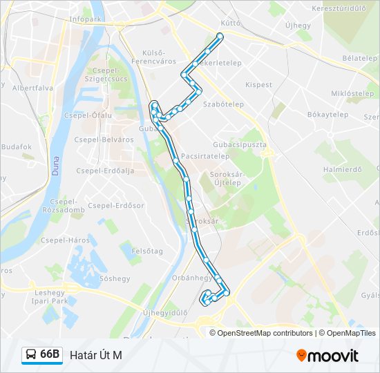 66B bus Line Map