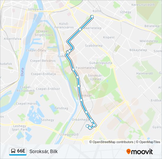 66E bus Line Map