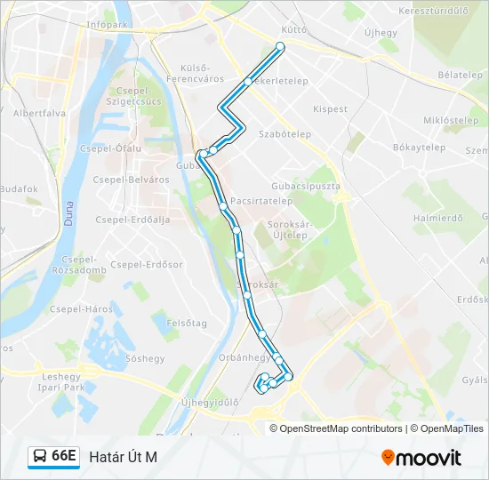 66E Bus Line Map