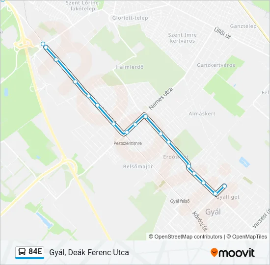 84E Bus Line Map