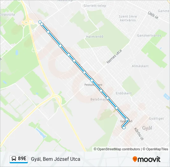 89E Bus Line Map