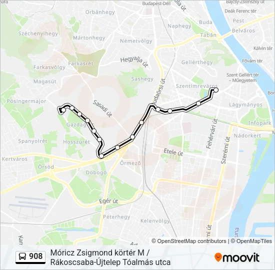 908 Bus Line Map