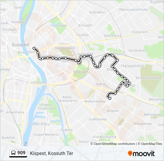 909 autóbusz Vonal Térkép