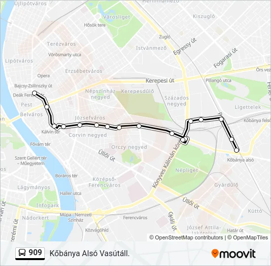 909 Bus Line Map