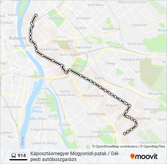 914 autóbusz Vonal Térkép
