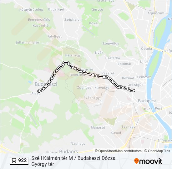 922 autóbusz Vonal Térkép