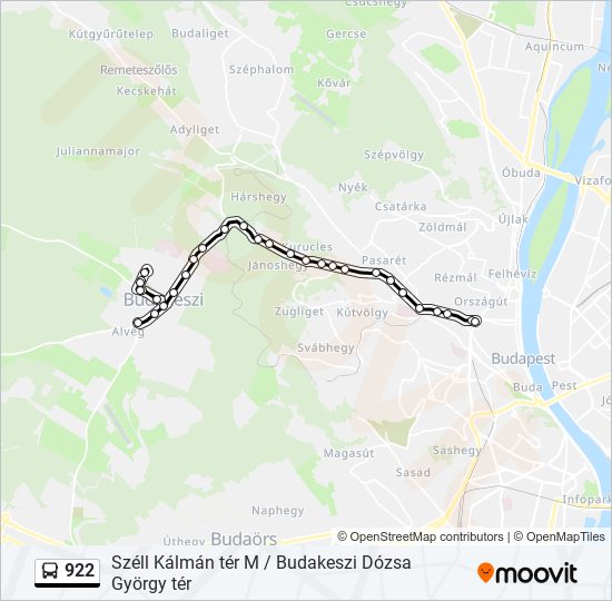 922 bus Line Map
