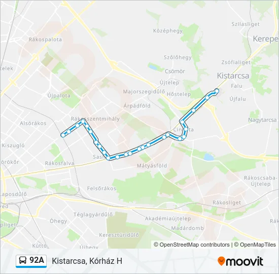 92A Bus Line Map