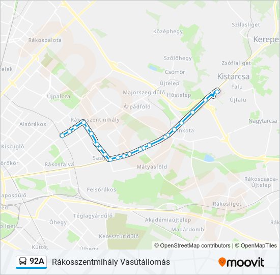 92A bus Line Map