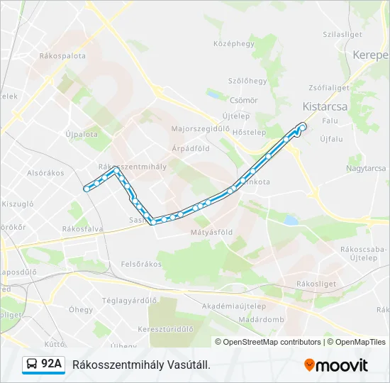 92A Bus Line Map
