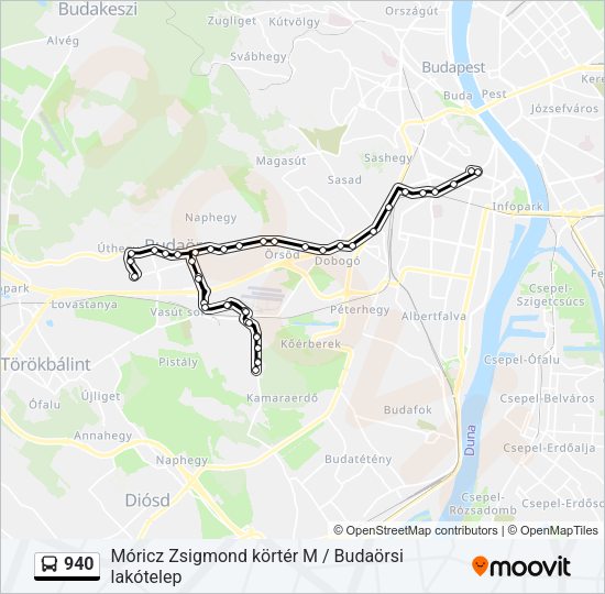 940 autóbusz Vonal Térkép