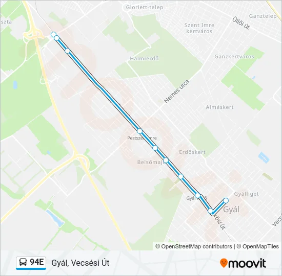94E Bus Line Map