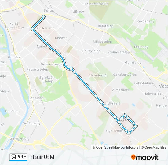 94E Bus Line Map