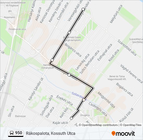 950 Route: Schedules, Stops & Maps - Rákospalota, Kossuth Utca (Updated)