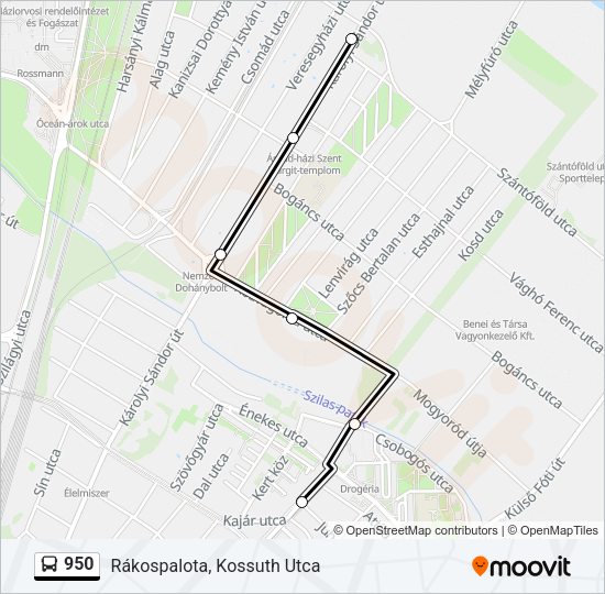 950 autóbusz Vonal Térkép