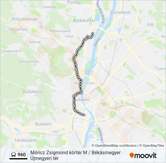 960 autóbusz Vonal Térkép