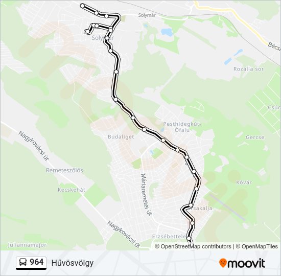 964 autóbusz Vonal Térkép