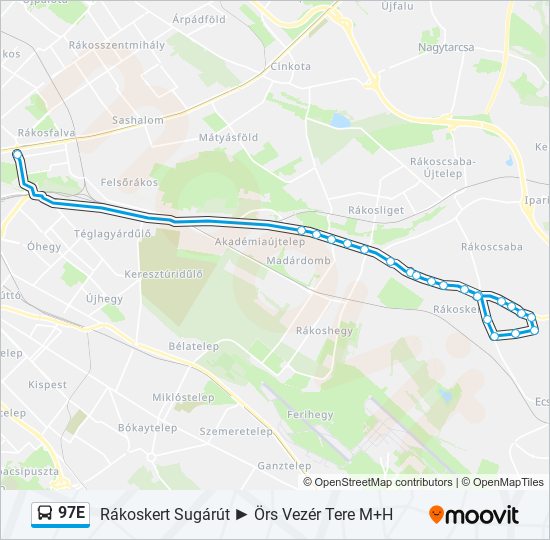97E autóbusz Vonal Térkép