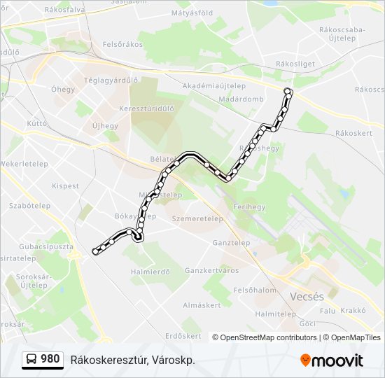 980 autóbusz Vonal Térkép
