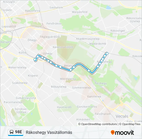 98E Bus Line Map