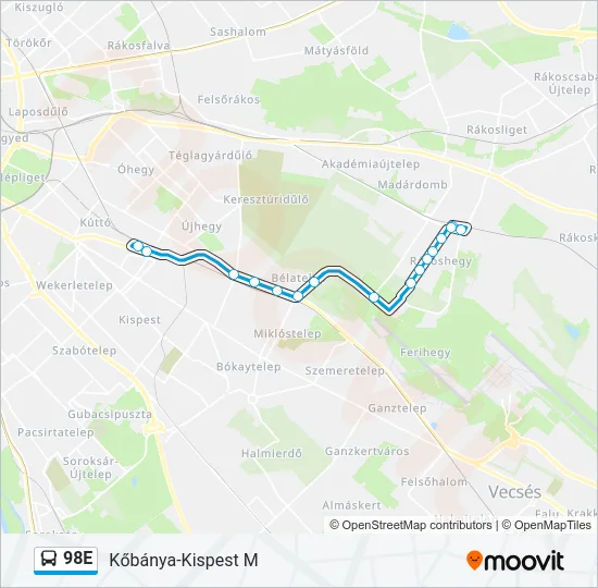 98E Bus Line Map