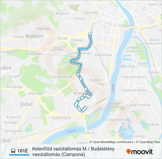 101E Bus Line Map