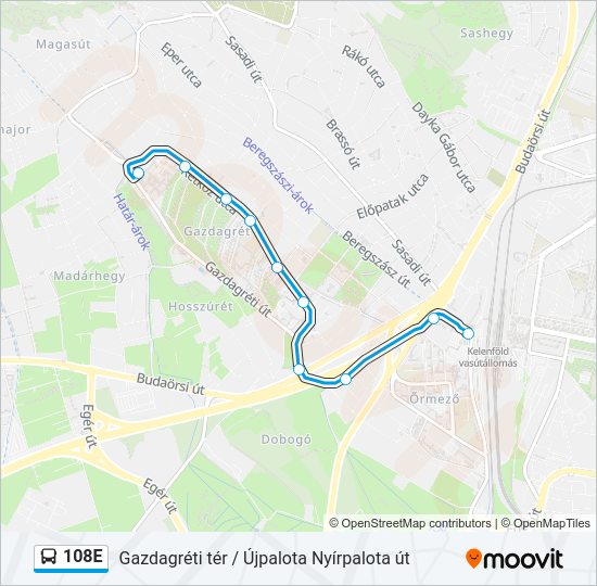108E autóbusz Vonal Térkép