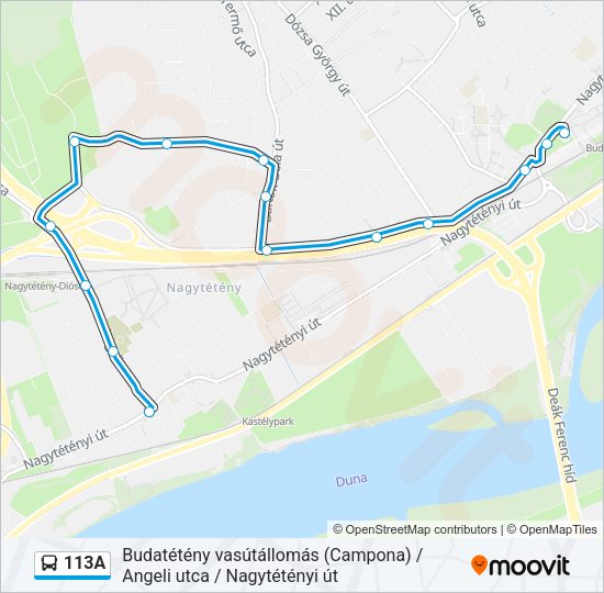 113A autóbusz Vonal Térkép