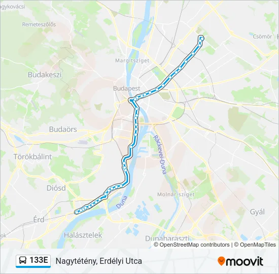 133E Bus Line Map