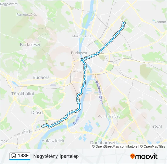 133E Bus Line Map