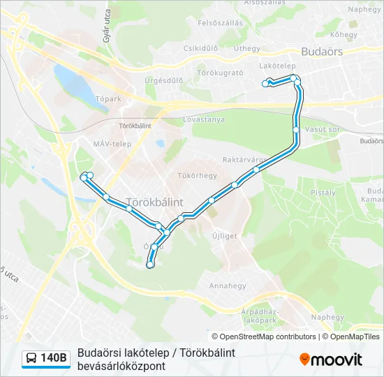 140B Bus Line Map