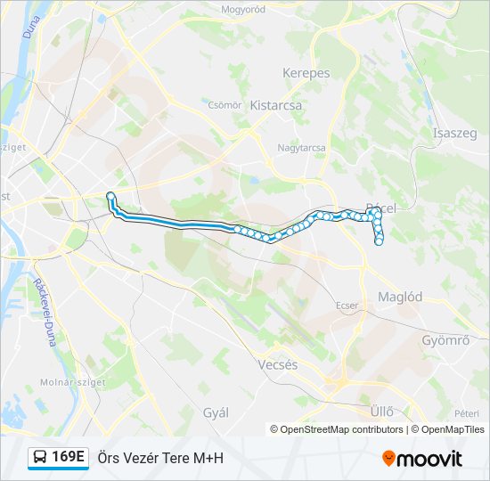 169E autóbusz Vonal Térkép