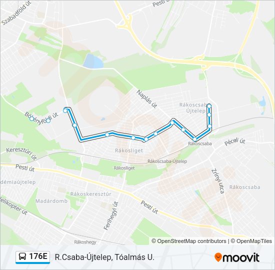 176E autóbusz Vonal Térkép