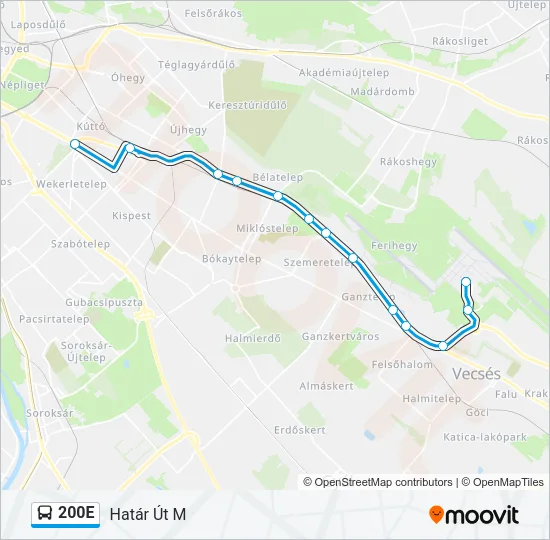 200E Bus Line Map