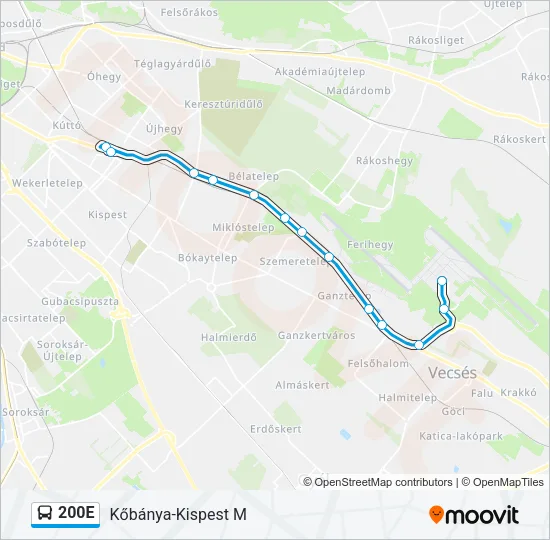 200E Bus Line Map