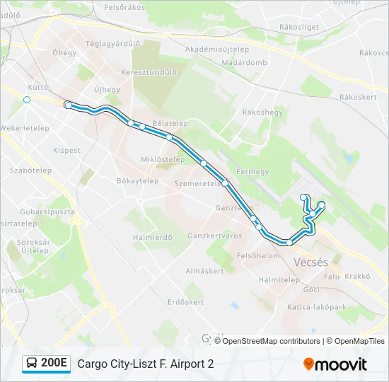 200E Bus Line Map
