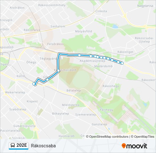 202E autóbusz Vonal Térkép