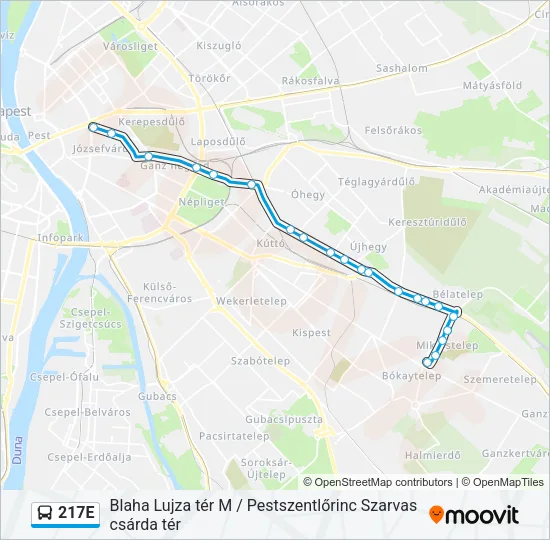 217E Bus Line Map