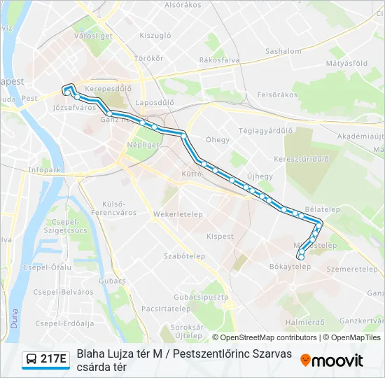 217E Bus Line Map