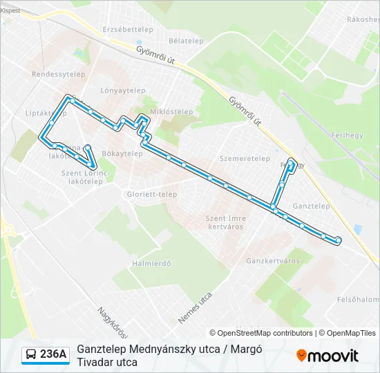 236A Bus Line Map