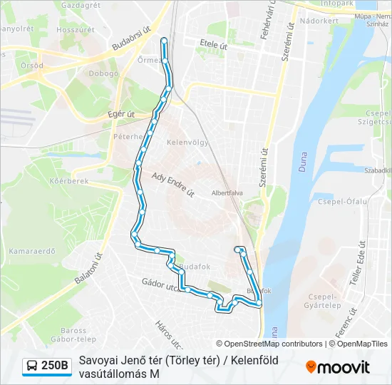 250B Bus Line Map