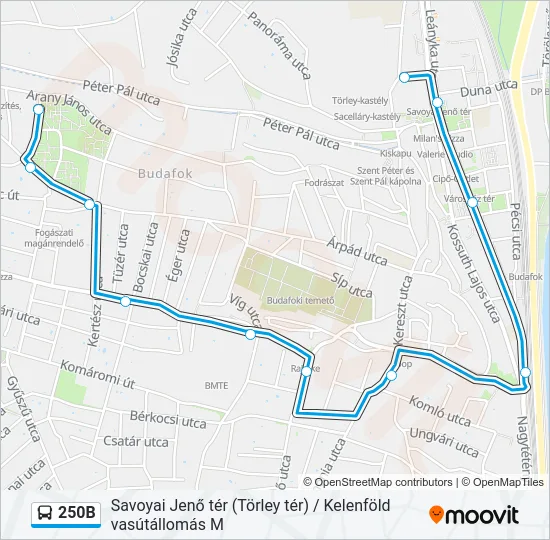 250B Bus Line Map