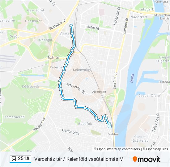 251A autóbusz Vonal Térkép