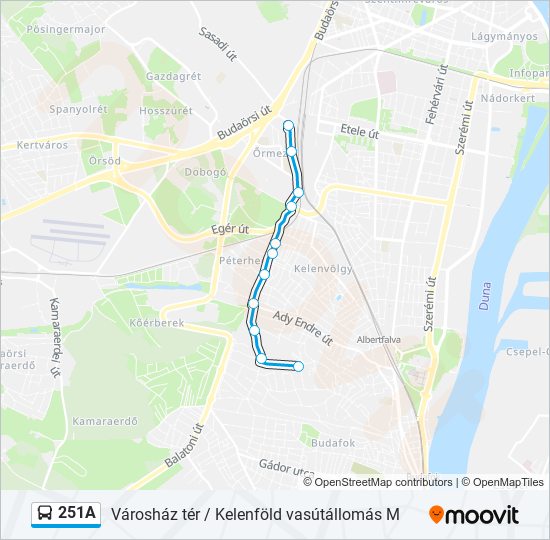 251A autóbusz Vonal Térkép