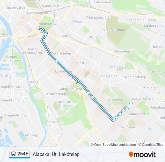 254E bus Line Map