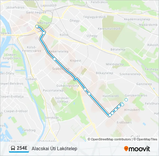 254E Bus Line Map