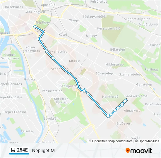254E Bus Line Map