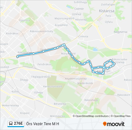276E autóbusz Vonal Térkép